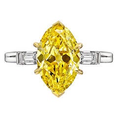 Tiffany 2.59 Carat Fancy Vivid Yellow Diamond Gold Platinum Engagement Ring