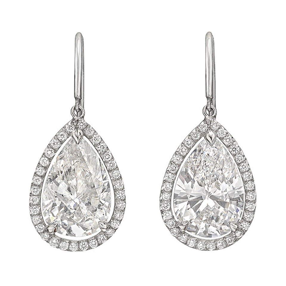 Betteridge Pear-Shaped Diamond Platinum Drop Earrings