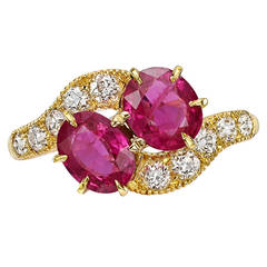 Ruby Diamond Gold Bypass Ring