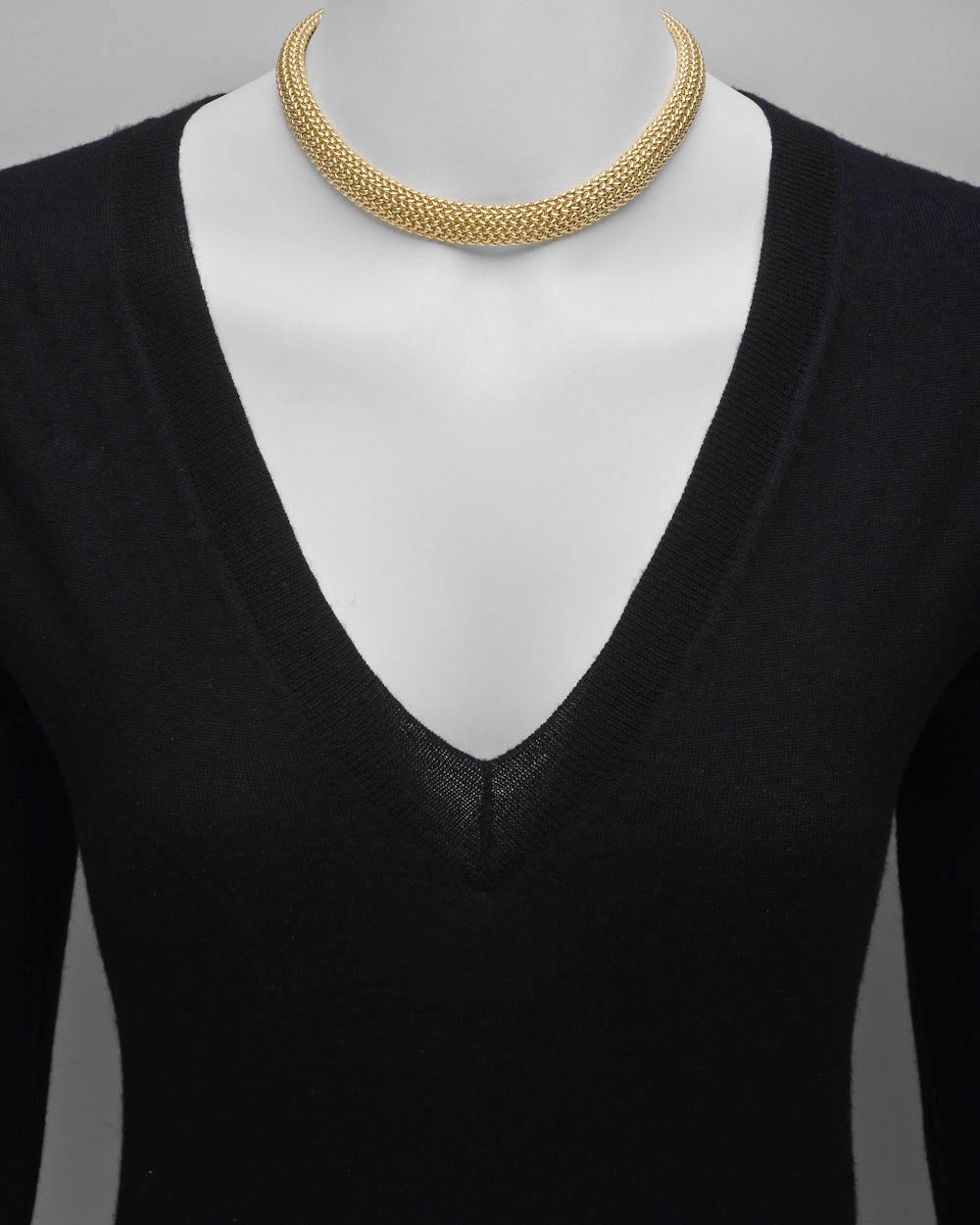 Mesh collar necklace, in woven 14k yellow gold, numbered S14KS, stamped Tiffany & Co. 15.5