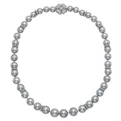 Gray Pearl Diamond Gold Necklace
