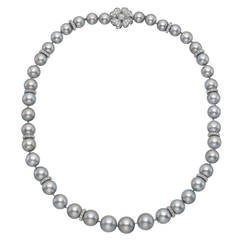 Gray Pearl Diamond Gold Necklace 4