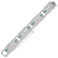Art Deco Diamond & Emerald Panel Bracelet