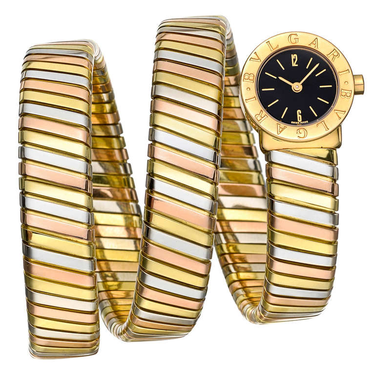 Bulgari Lady's Tri-Colored Gold ​Tubogas Bracelet Watch
