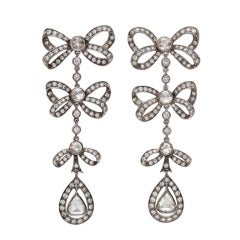 Fred Leighton Diamond Bow Chain Drop Earrings