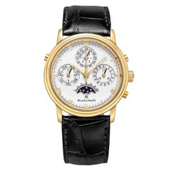 Montre-bracelet chronographe à calendrier perpétuel Blancpain, à deux cônes, en or jaune