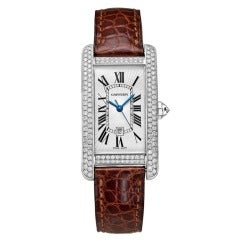 Cartier ​Lady's White Gold and Diamond Tank Americaine Medium-Size Wristwatch
