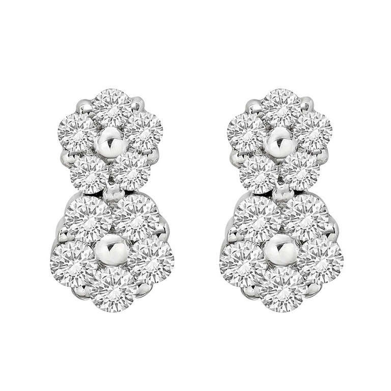 Mimi So Double Diamond Cluster "Anzia" Drop Earrings