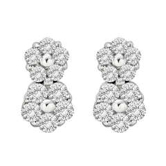 Mimi So Double Diamond Cluster "Anzia" Drop Earrings