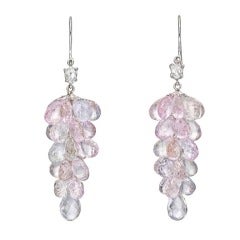 Pink & Light Blue Sapphire 'Grape' Cluster Drop Earrings