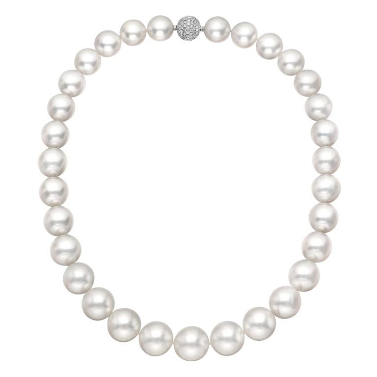 South Sea Pearl Necklace with Pavé Diamond Clasp For Sale