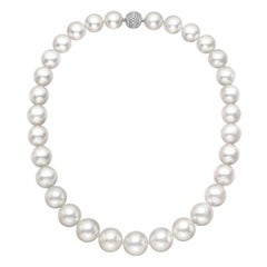 South Sea Pearl Necklace with Pavé Diamond Clasp