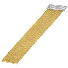 Yuri Ichihashi Gold "Scarf" Bracelet with Pavé Diamond Clasp
