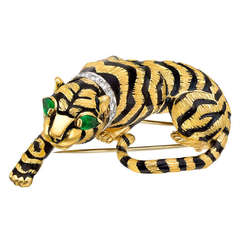 David Webb Gold & Gem-Set Crouching Tiger Brooch