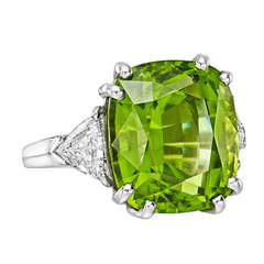 18.98 Carat Peridot & Diamond Ring