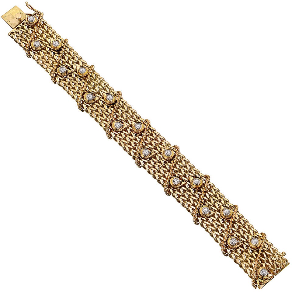 ​French Diamond Gold Link Bracelet