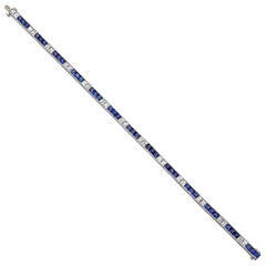 Square-Cut Sapphire and Diamond Line Bracelet Square-Cut Sapphire and Diamond Line Bracelet