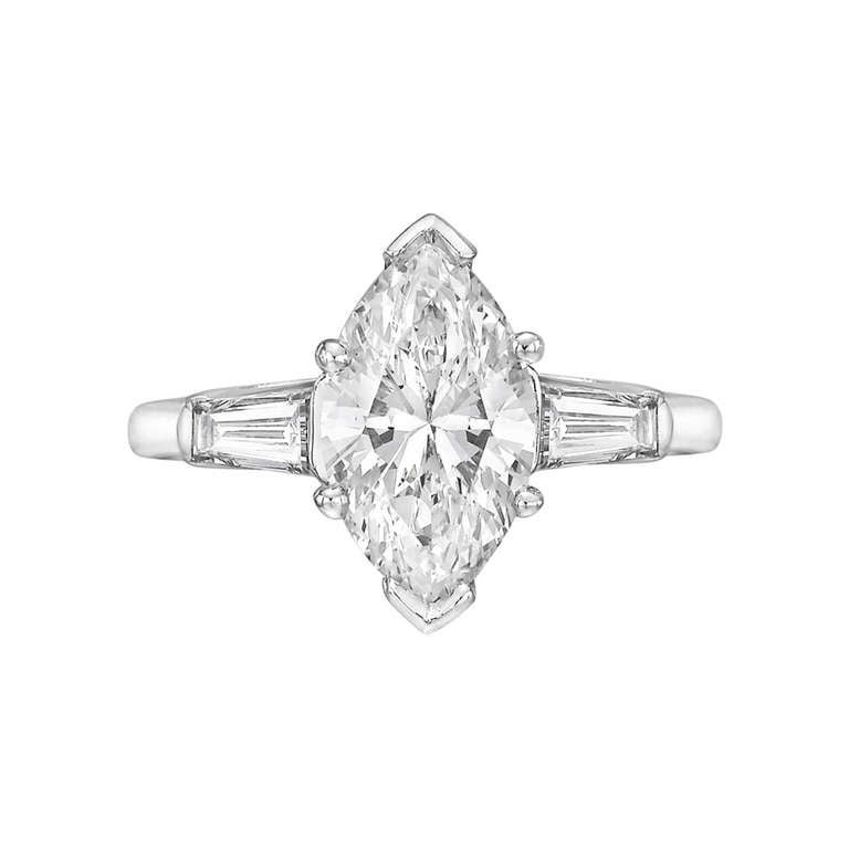 2.51 Carat Marquise-Cut Diamond Engagement Ring at 1stDibs