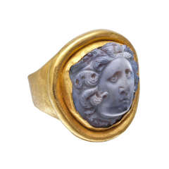 Antique Ancient Roman Medusa Cameo Ring