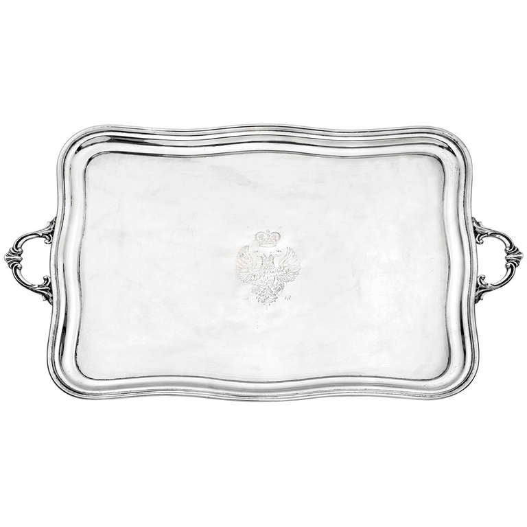 Antique Russian Silver Serving Tray