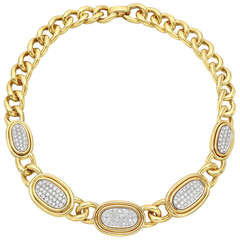 Vintage David Webb Gold 
Pavé Diamond Station Necklace