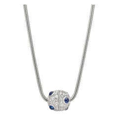 Alex Sepkus Platinum & Gem-Set Ball Pendant Necklace
