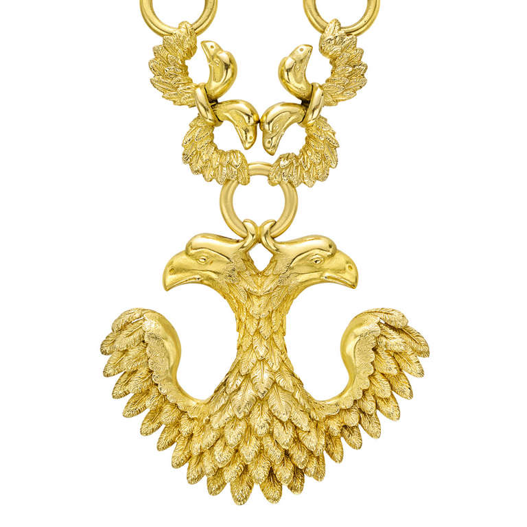 Van Cleef & Arpels ​Gold Double Eagle Pendant Chain Necklace