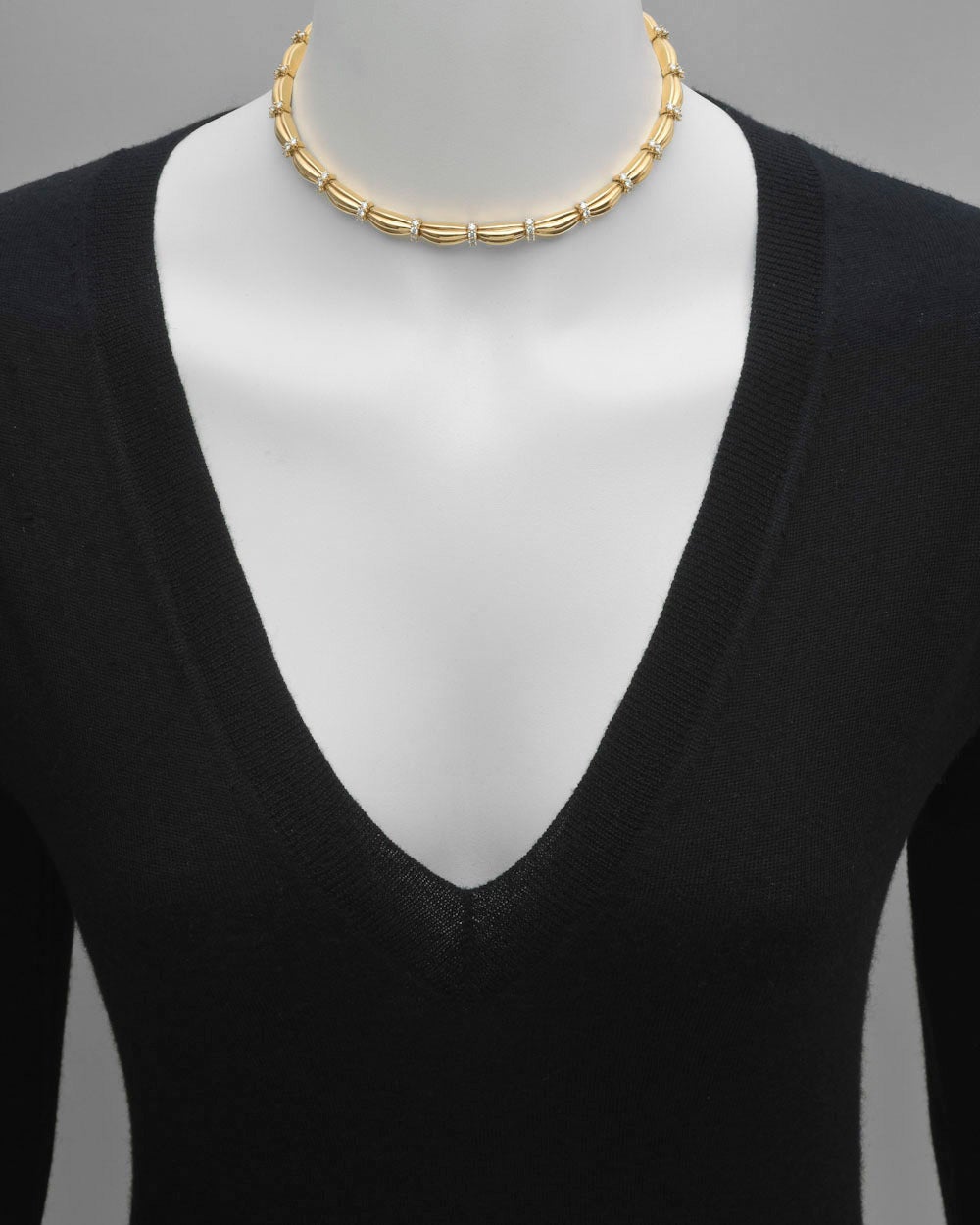 Tiffany Diamond Gold Link Collar Necklace at 1stdibs