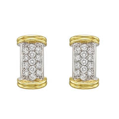 Roberto Coin Pave Diamond Gold Column Earrings