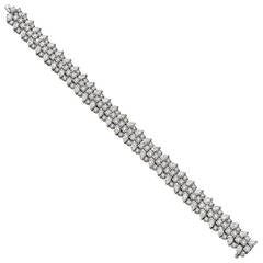 Three-Row Diamond Bombe Platinum Link Bracelet