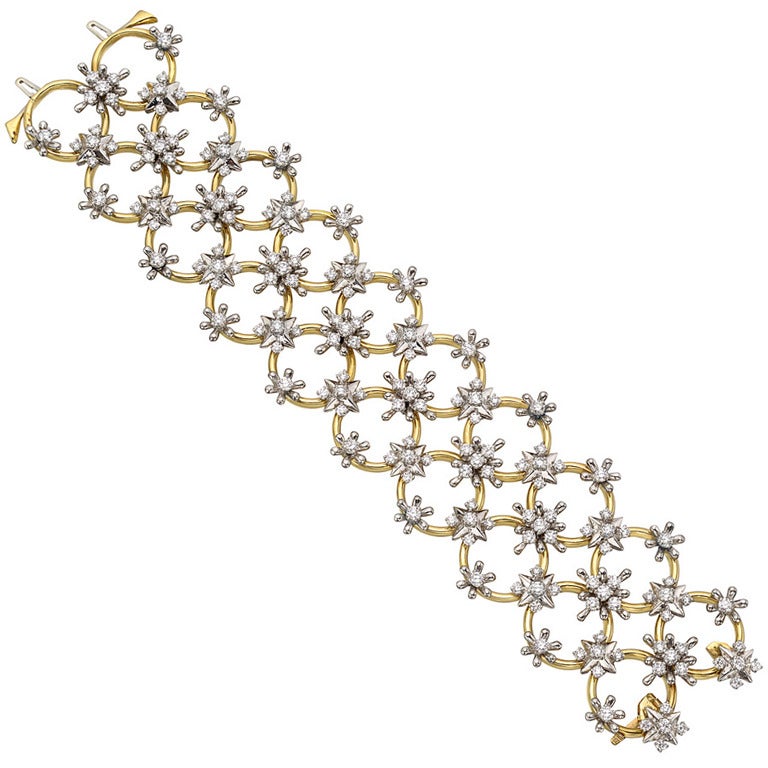 Valentin Magro Diamond Gold Platinum Circo dei Fiori Lattice Bracelet