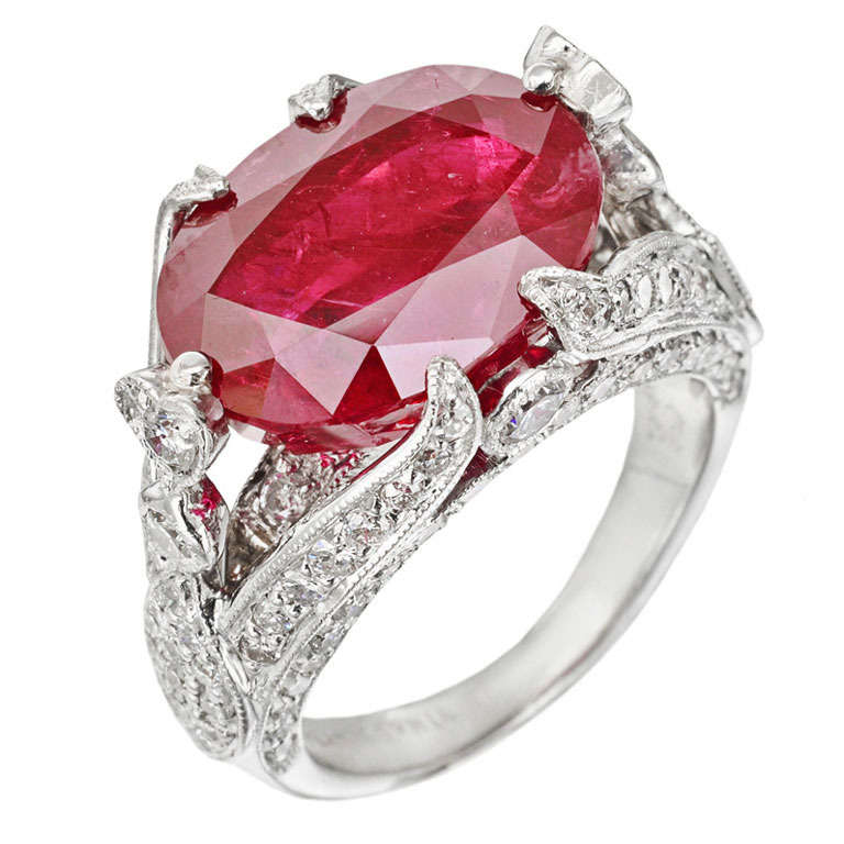 10.02 Carat Burmese Ruby & Diamond Ring