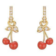 Dior Gold, Diamond & Coral "Cerise" Earrings