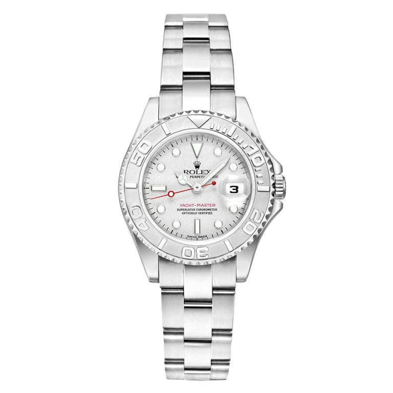 Rolex Lady
s Stainless Steel and Platinum Yacht-Master Wristwatch Ref 169622