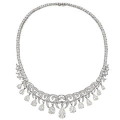 Antique Belle Epoque Diamond Platinum Fringe Necklace