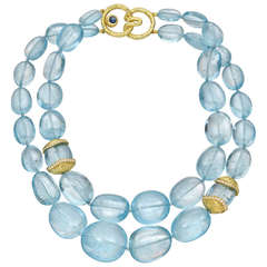 Two-Strand Aquamarine Bead Necklace