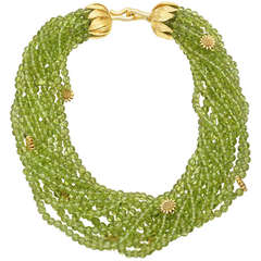 Bielka Peridot Bead  Gold Sunflower Necklace