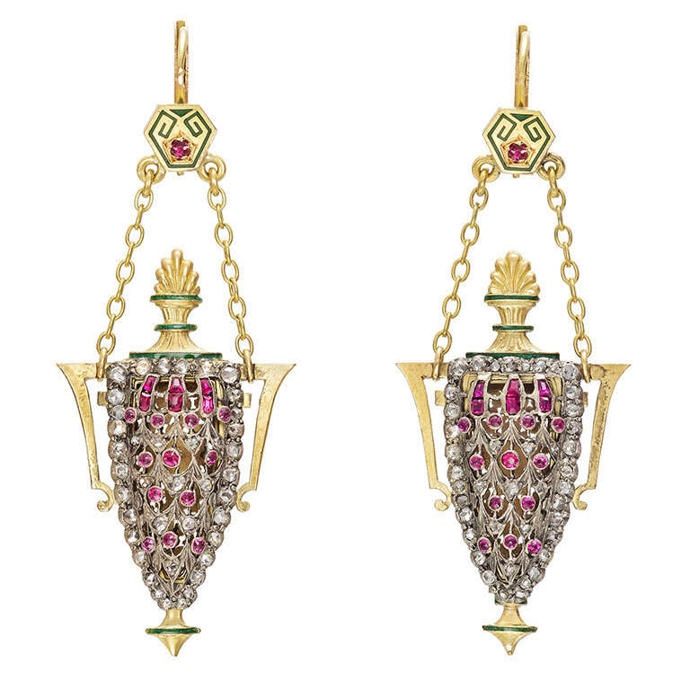 GemSet Amphora Pendant Earrings at 1stDibs