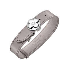 Louis Vuitton Leather & Steel Flower "Logo" Cuff Bracelet
