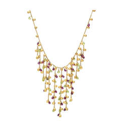 Marco Bicego Gold, Peridot & Garnet Fringe Necklace