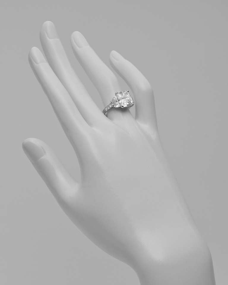 5.01 Carat Cushion-Cut Diamond Engagement Ring In Excellent Condition In Greenwich, CT