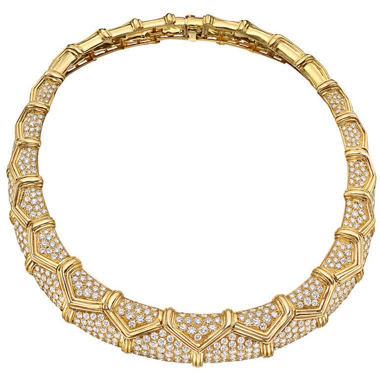 Gold & ​Pavé Diamond Collar Necklace