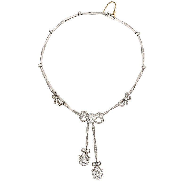 Boucheron Belle Époque Diamond Bowknot Tassel Necklace