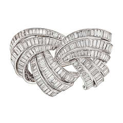 Boucheron Baguette-Cut Diamond Scroll Brooch