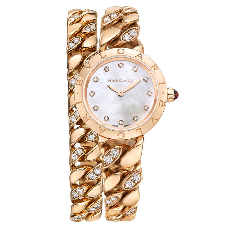 Bulgari Lady's Rose Gold and Diamond Catene Bracelet Watch at 1stdibs