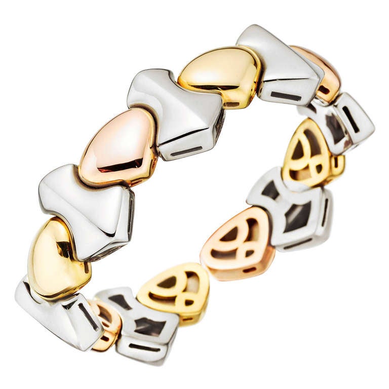 Marina B Tri-Colored Gold Flexible Cuff Bracelet