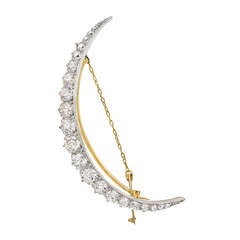 Vintage Tiffany & Co. Diamond Crescent Moon Brooch