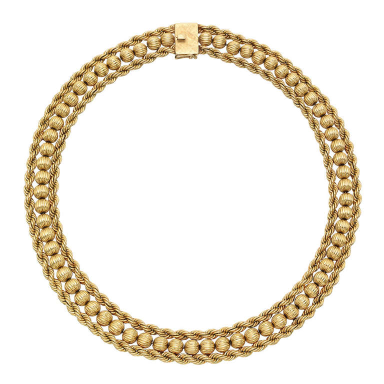 Tiffany and Co. Three Row Gold Collar Necklace at 1stDibs