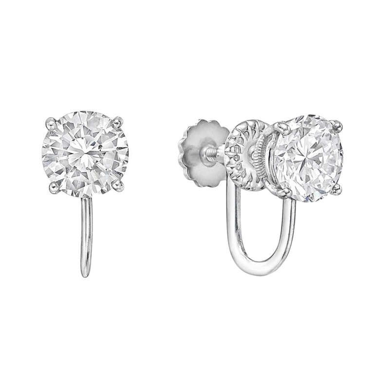 Cartier Round Brilliant Diamond Earclips 2.85 Carats Total