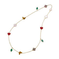 Van Cleef & Arpels Gold & Gem-Set "Lucky Alhambra" Long Necklace